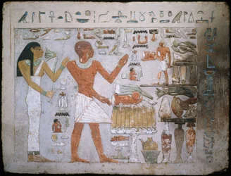 Egyptisch - Muurfragment uit het Graf van Amenemhet en Zijn Vrouw Hemet